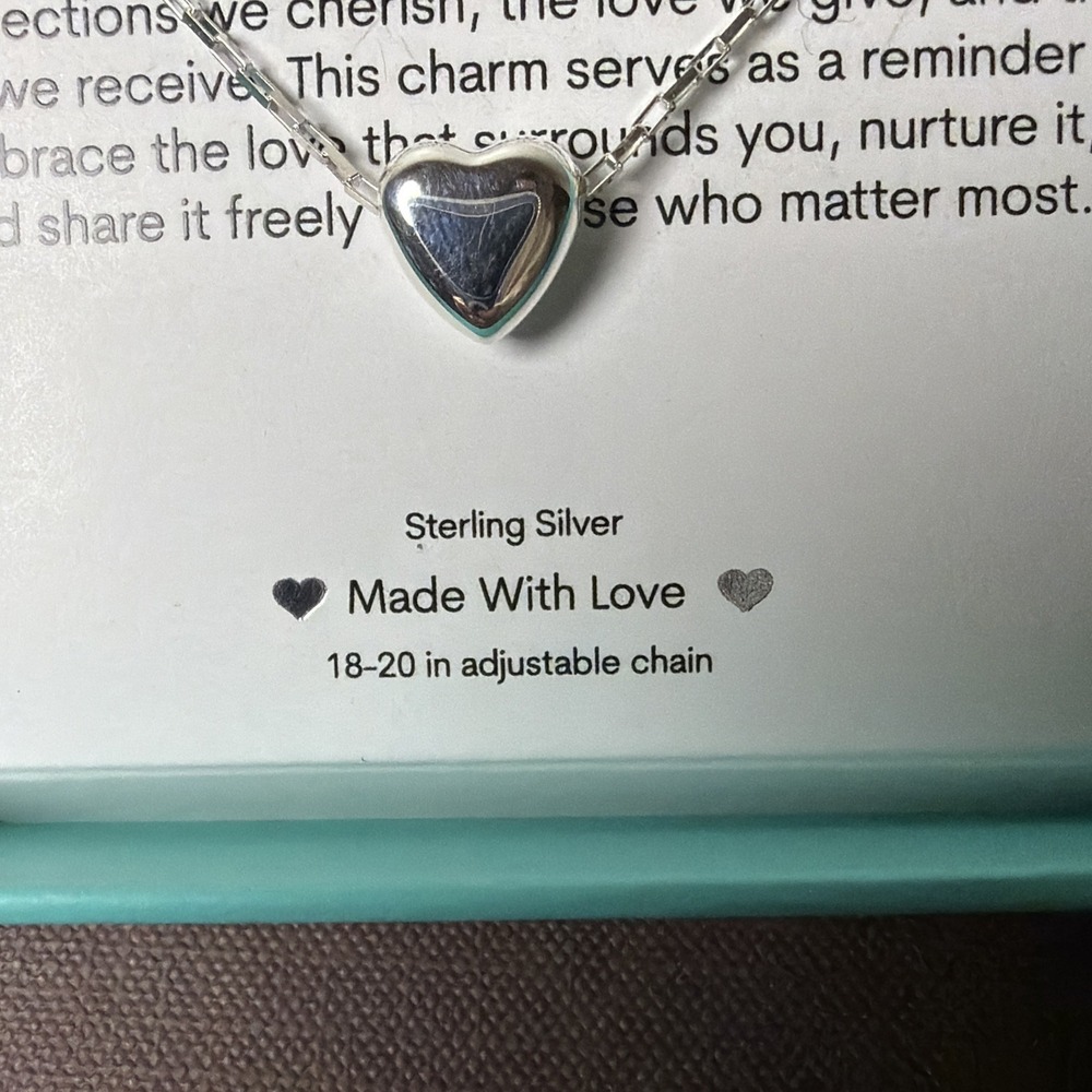 Sterling Silver T. Jazelle Solid Heart Pendant Necklace 18"-20" 925 New in Box - Picture 3 of 7